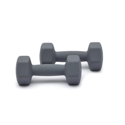 Amazon Basics Neoprene Dumbbell Hand Weights, 7 Pounds, Pair, Light Grey