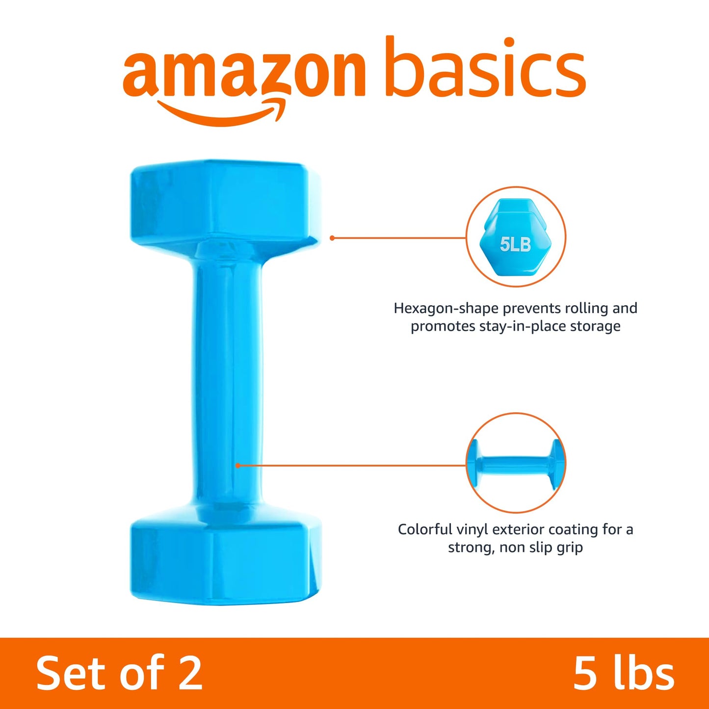 Amazon Basics Vinyl Coated Dumbbell Hand Weights
