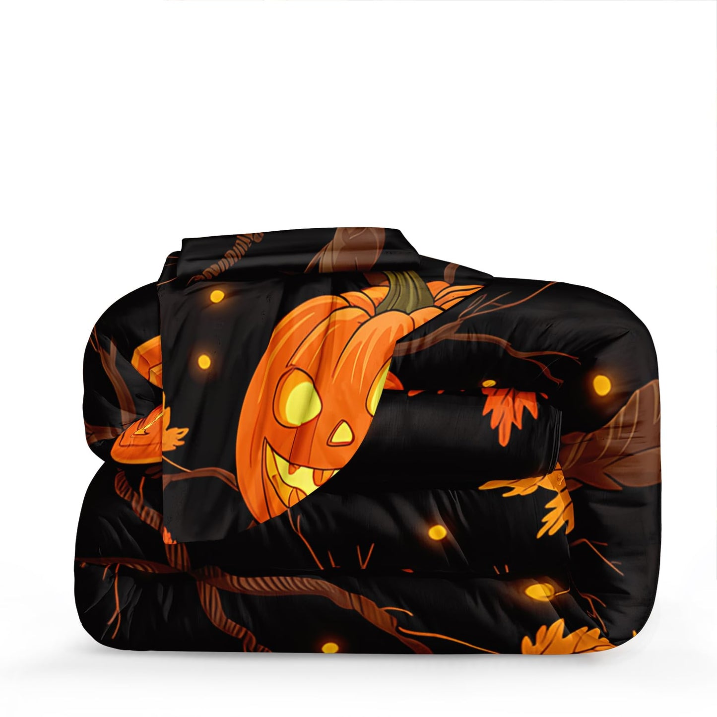 Black Pumpkin Bedding Happy Halloween Comforter Set Orange Pumpkin Lantern Spooky Ghost Festival Theme Black Halloween Bedding Comforter Set King Size