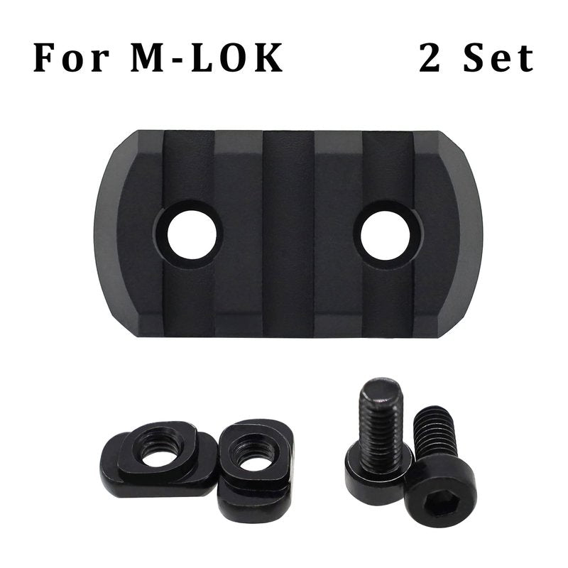 Ficero Mlok Picatinny Rail Aluminum Section Accessory, 3 Slots (2 Pack)