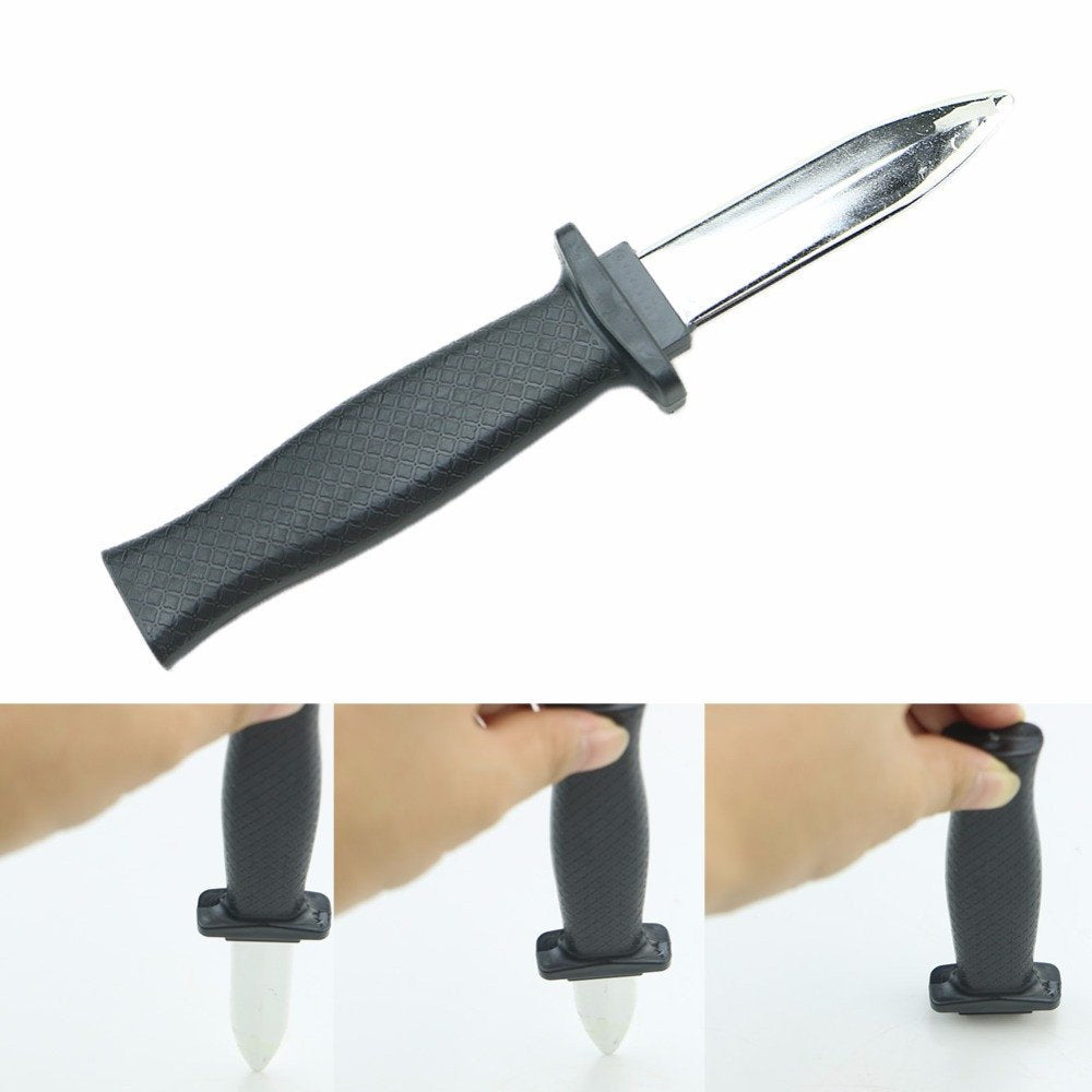 Wendy Mall 2 PCS Retractable Knife Joke Trick Halloween Props Toy Disappearing Dagger Fake Plastic Blade Magic Toy