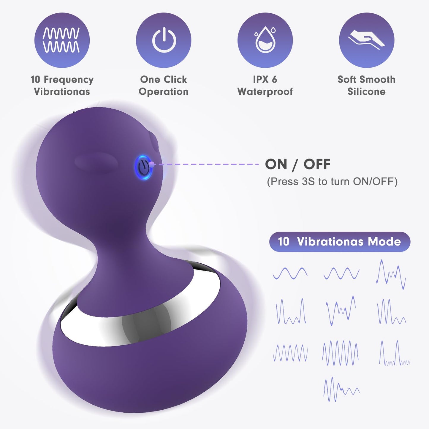 Cordless Electric Massager with 10 Powerful Vibrations, Rechargeable Handheld Neck Massager (Black)