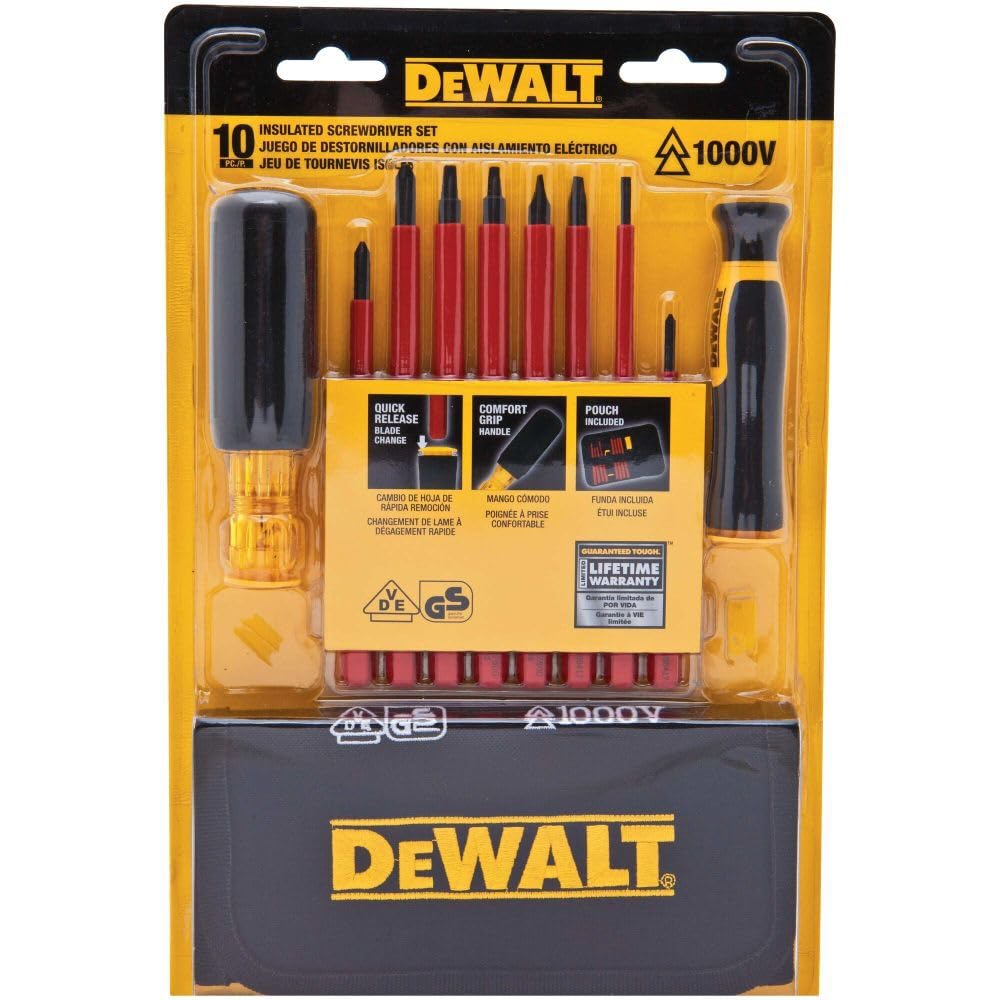 Dewalt DWHT66417 Vinyl Grip Insulated Screwdriver Set - 10 PC