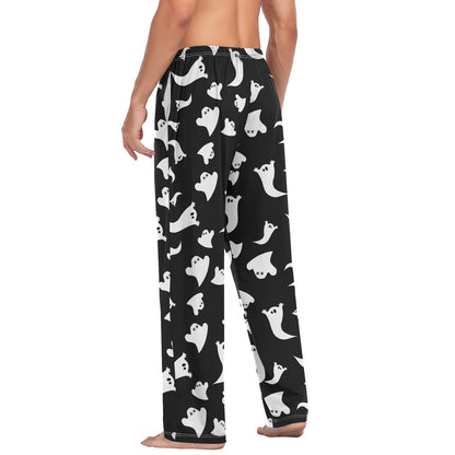 JHKKU Halloween Ghosts Pajama Pants for Men's Soft Comfy Sleepwear Lounge Lightweight Pj Bottoms with Pockets Drawstring, Large