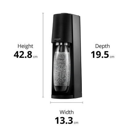 SodaStream TERRA Sparkling Water Maker, Easy To Use Carbonated Water Machine, 1L BPA-Free Bottle, 1 x Quick Connect CO2 Cylinder Makes 60L, Replace Single-Use Plastic, Mix with Pepsi Syrups, Black