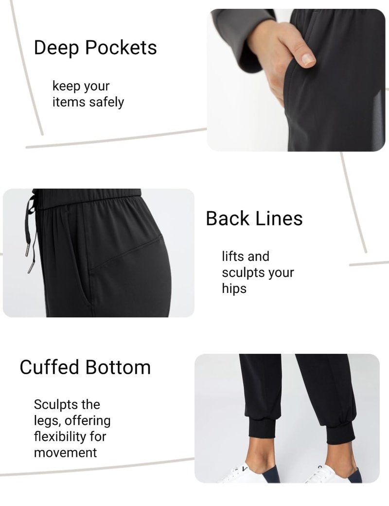 AJISAI Women's Joggers Pants with Pockets Drawstring Sweatpants for Running Workout Lounge Wear Black M