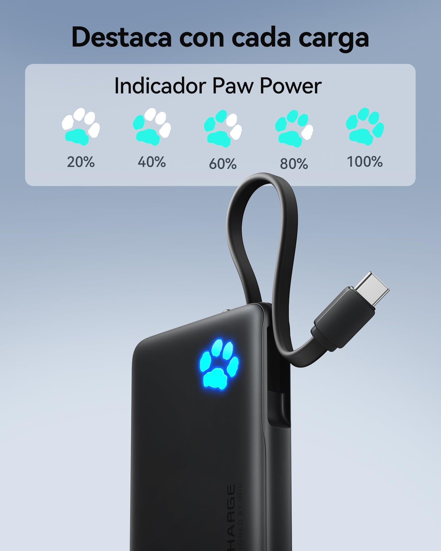 INIU 45W Portable Charger, 10000mAh Built-in USB C Cable Fast Charging Power Bank, Small Type C Battery Pack, Powerbank for iPhone 17 16 15 14, iPad, Samsung S25 S24 etc. Travel Camping Essentials