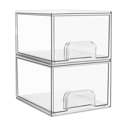 Vtopmart 4 Pack Small Clear Stackable Storage Drawers,Acrylic Bathroom Makeup Organizer,Plastic Storage Bins For Vanity, Undersink, Kitchen Cabinets, Pantry, Home Organization