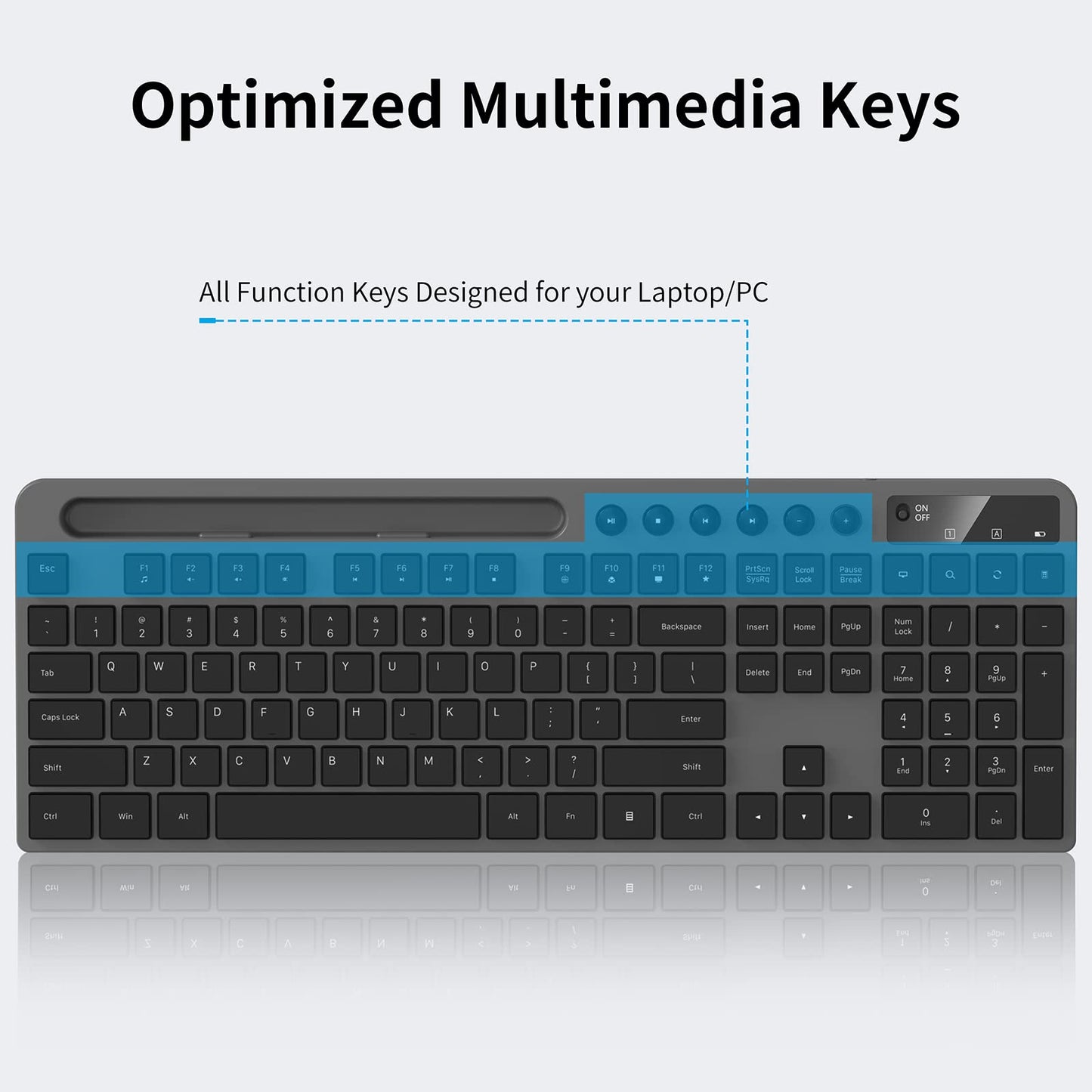 Wireless Keyboard and Mouse Combo, MARVO 2.4G Ergonomic Wireless Computer Keyboard with Phone Tablet Holder, Silent Mouse with 6 Button, Compatible with MacBook, Windows (Black)