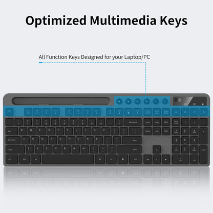 Wireless Keyboard and Mouse Combo, MARVO 2.4G Ergonomic Wireless Computer Keyboard with Phone Tablet Holder, Silent Mouse with 6 Button, Compatible with MacBook, Windows (Black)