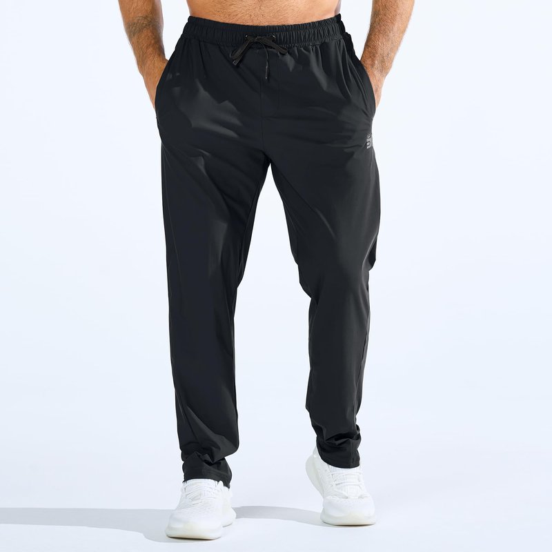 BROKIG Mens LightArmor Workout Sweatpants with Zip Pocket, UPF 50+ Stretch Gym Joggers Men Sweat Pants for Athletic(Medium,Black)