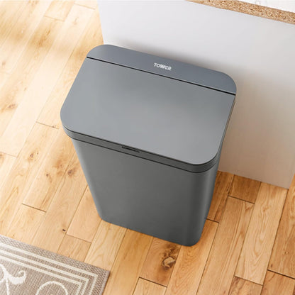 Tower T838005G Sensor Bin with Retainer Ring, Battery-Operated, 50L, Grey
