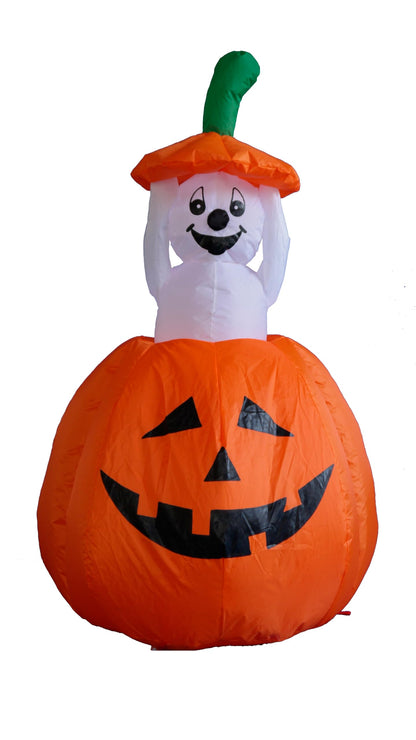 4 Foot Animated Halloween Inflatable Pumpkin and Ghost Yard Garden Decoration