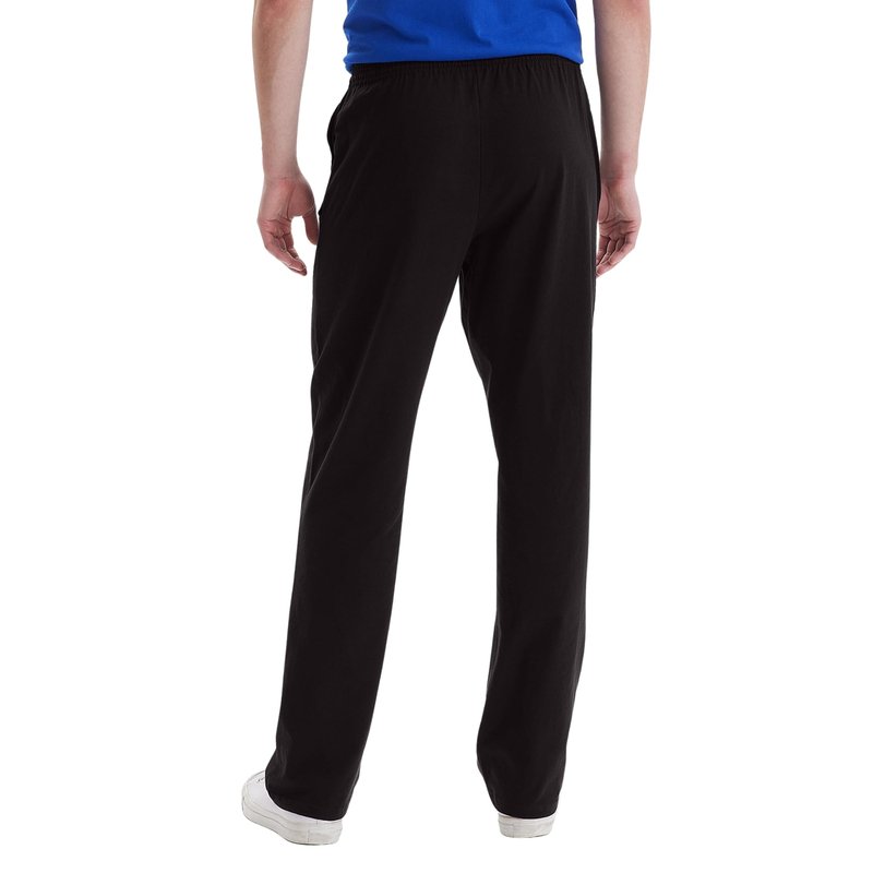 Hanes Essentials Sweatpants, Men’s Cotton Jersey Pants with Pockets, 33”, Black, Large
