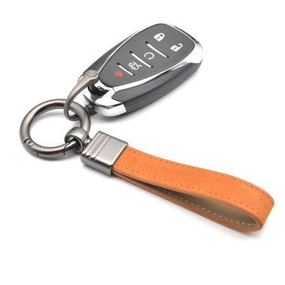 INFIPAR Car Fob Key Chain Genuine Leather Keychains Holder for Men and Women, 360 Degree Rotatable, with Anti-lost D-Ring, Circle Carabiner and Key Rings, Brown