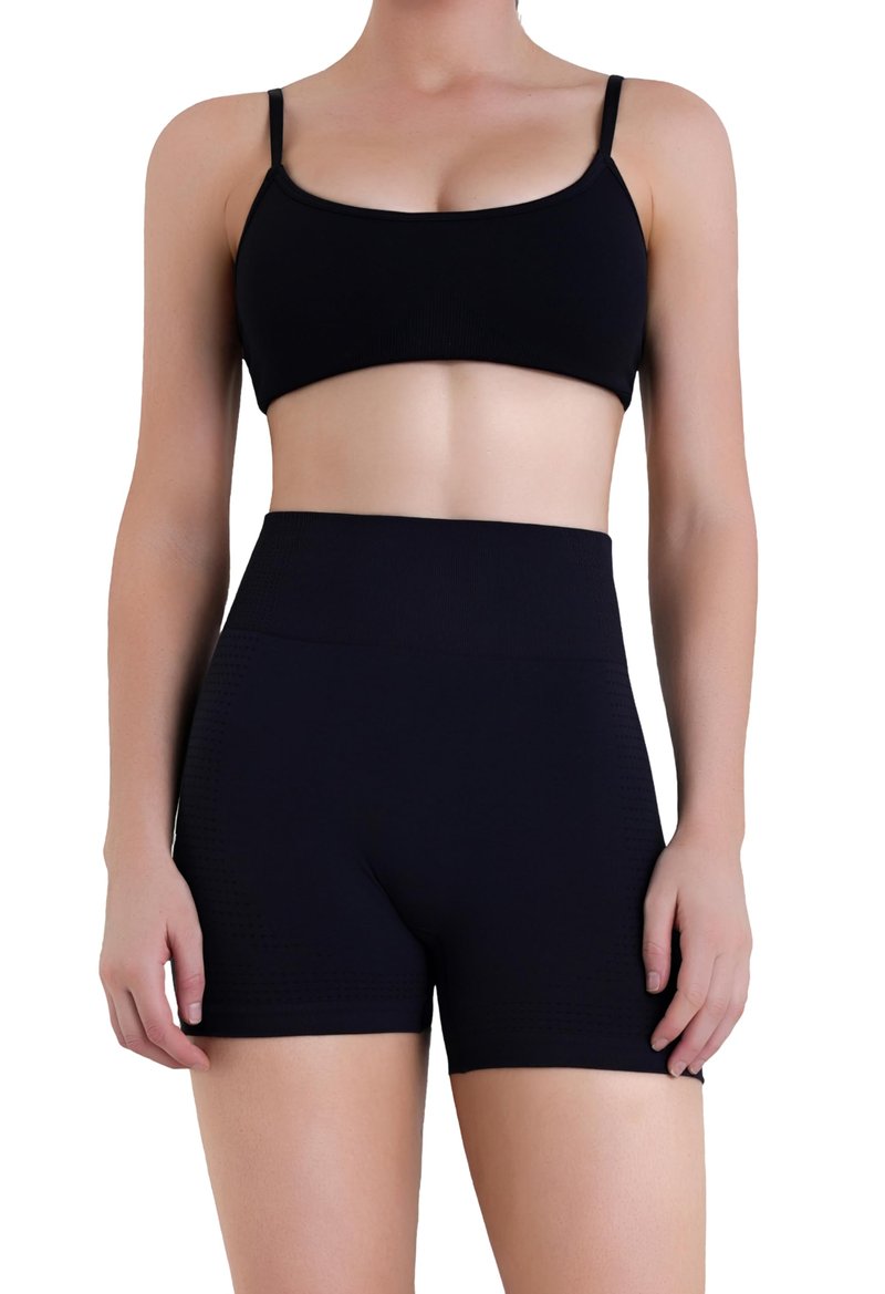 Sunzel Women's Hidden Scrunch Butt Lifting Biker Shorts with Tummy Control - High Waisted Mesh Breathable 4”Yoga Shorts for Workout, Gym, Running & Lounge,Black,Medium