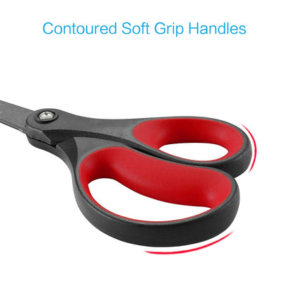 LIVINGO 2 Pack 8" Titanium Non-Stick Scissors, Professional Stainless Steel Comfort Grip, All-Purpose, Straight Office Stationery Craft Paper Fabric Household Sharp Shears Set for DIY(Red/Black)