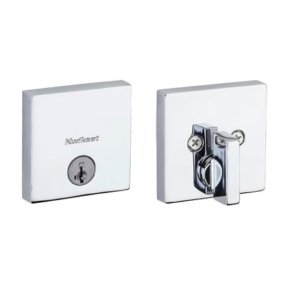 Kwikset Downtown Deadbolt Lock, Matte Black Square Exterior Keyed Front Entry Door, Pick Resistant SmartKey Rekey Security, Single Cylinder Dead Bolt, with Microban Protection