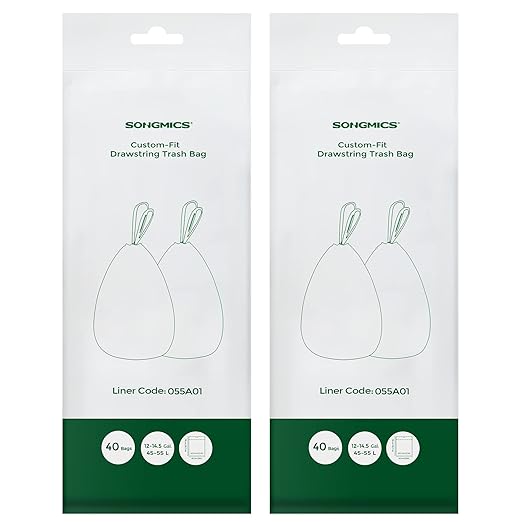 SONGMICS Trash Bags for 12-14.5 Gallon Trash Cans, Pre-Separated, Liner Code