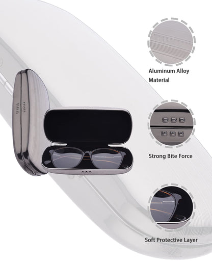 Philley Sunglasses Case Striped Aluminum Hard Shell Metal Spectacles Box Eyeglasses Case for Women & Men(Grey)