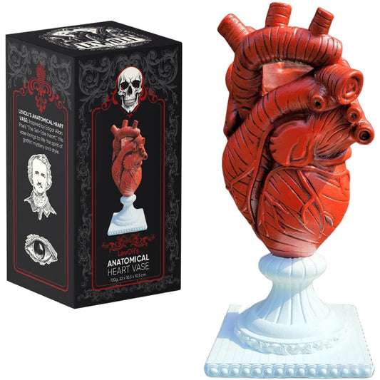 Gothic Anatomical Heart Vase - Creepy Large Human Heart Shaped Flower Planter - Horror Lovers Halloween Themed Gifts for Adult Women - Inspired by Edgar Allan Poe - Spooky Decor Weird Oddities