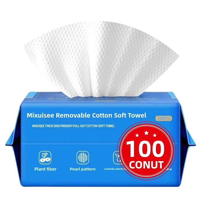 Disposable face towel, MIXUISEE thick and soft face towels, 100% cotton face