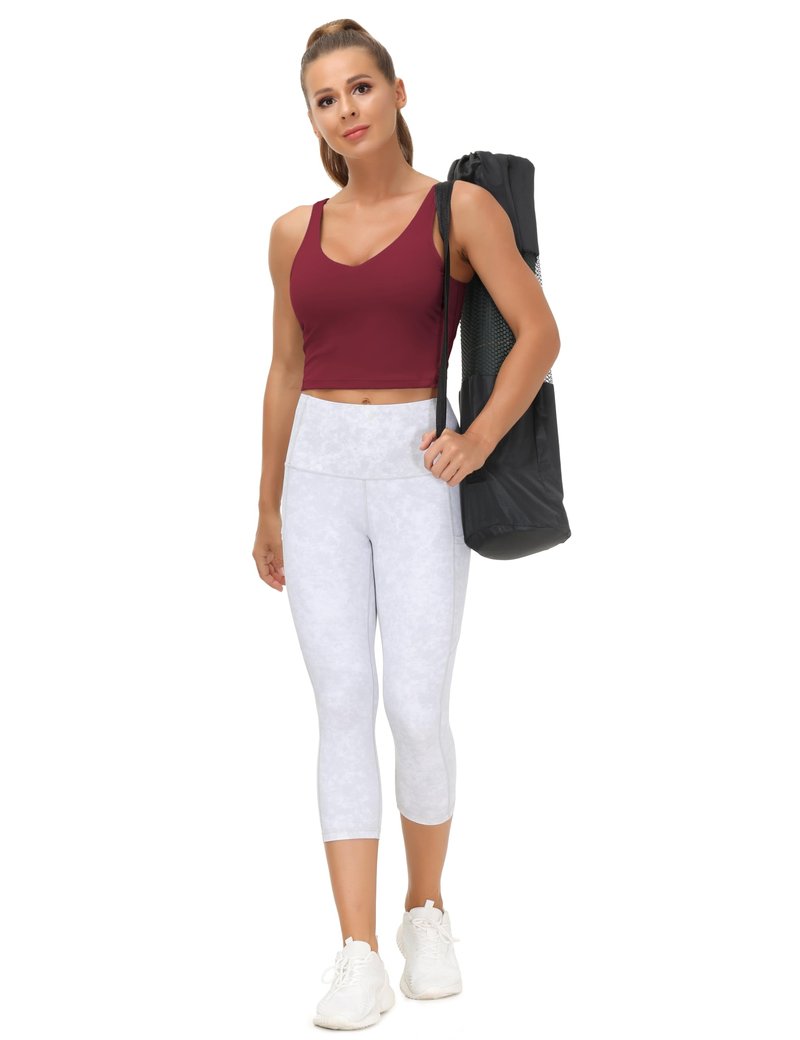 Women’s Longline Sports Bra Wirefree Padded Medium Support Yoga Bras Gym Running Workout Tank Tops Wine Red