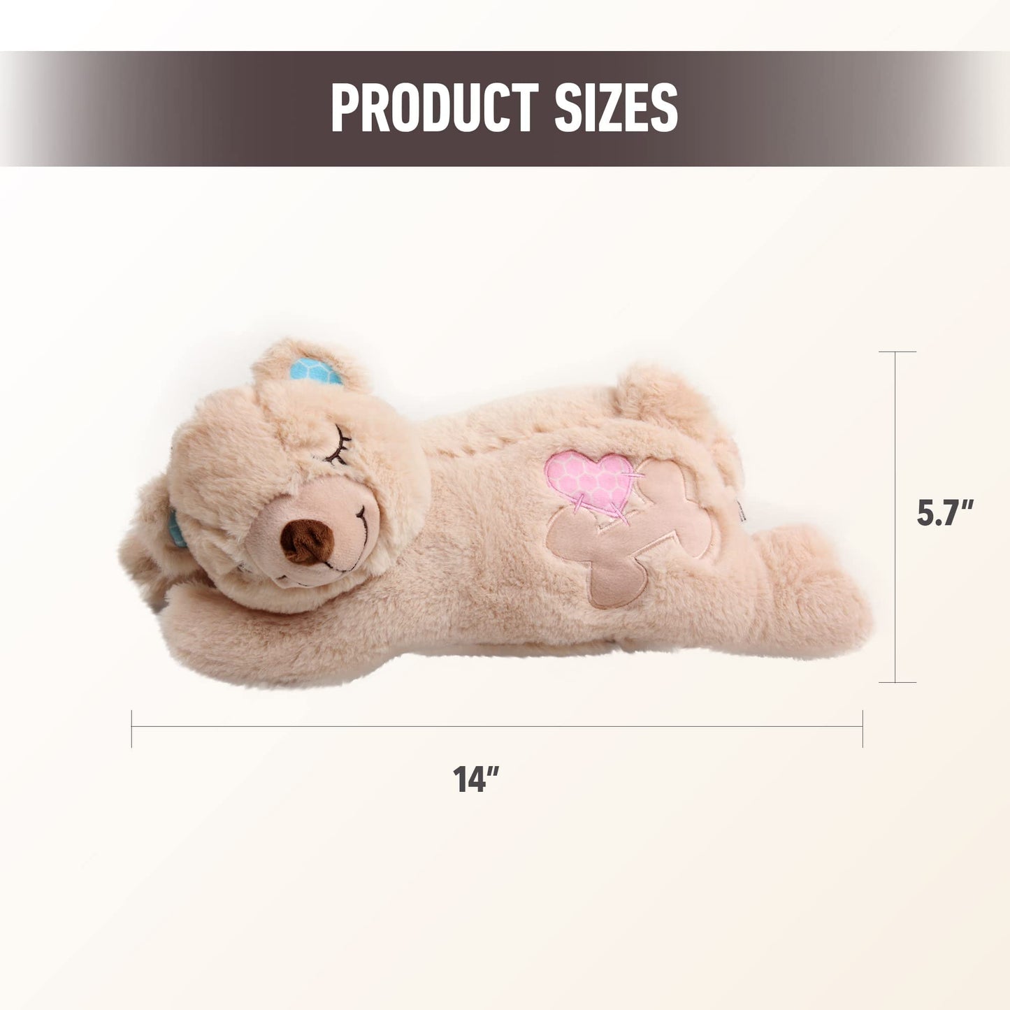 pet prime Snuggle Bear - Pet Plush Toy Heartbeat Plush Bear Kitty Toy Dog Comfort Toy