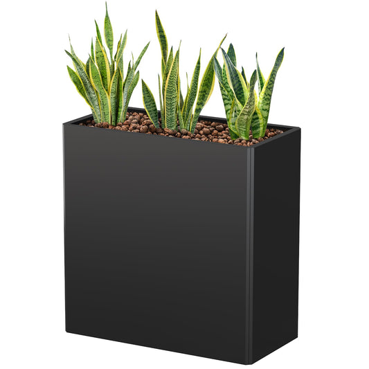 Galvanized Steel Tall Planter – 24x12x24in with Removable Insert Shelf | All-Weather Rectangular Metal Planter Box for Porch, Garden, Patio | Indoor & Outdoor Use | Black