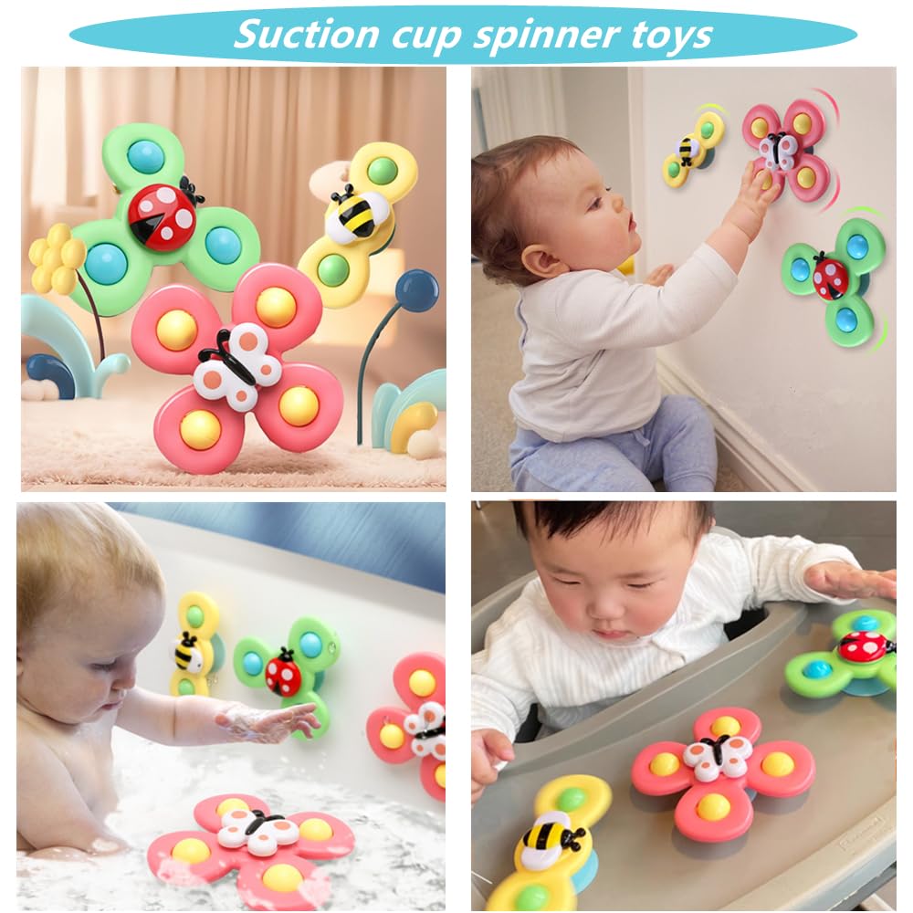 ELLECK Baby Toys 6-12 Months, Montessori Toys for Toddlers 1-3 Year Old, Busy Cube Teether Infants Bath 6 in 1 Stacking Blocks Rings, Suction Cup Spinner, Shape Bin Sensory (0035)