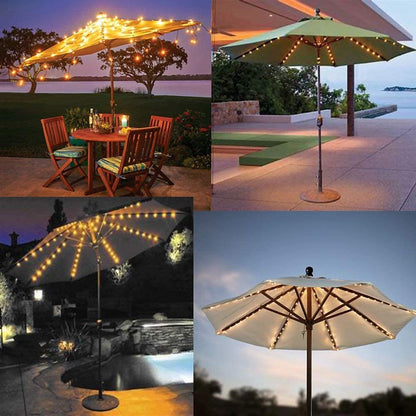 Solar Patio Umbrella Lights Parasol String Lights With Clip Umbrella Pole Light Solar Powered Waterproof for 7-10foot Umbrella Outdoor Lighting Beach Deck Garden Party Decoration