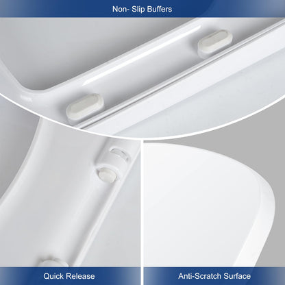 Mass Dynamic Square Toilet Seat- with Soft Close & Quick Release for Easy Cleaning, Universal Toilet Seat for Square Shaped Toilet Pans, Top Fixing Easy Installation (40.0cm L x 36cm W), White