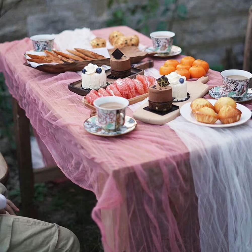 Joanlody Ivory Spring Summer Cheesecloth Table Runner 10Ft Rustic Gauze Boho Cheese Cloth Table Runner for Wedding Bridal Baby Shower Decoration