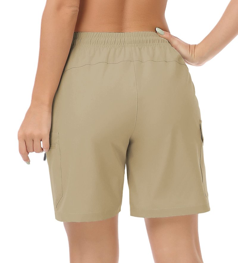 GymBrave Women's Hiking Shorts Quick Dry Lightweight Cargo Shorts for Outdoor Athletic Travel with Pockets Dark Khaki XXL