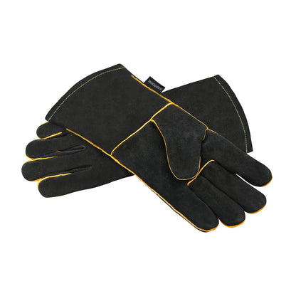 OLSON DEEPAK Leather Heavy Duty Heat Resistant Safety Gauntlet Gloves,Used for Welding,Fireplace,Oven,Woodburner,Stoves,BBQ,1pair