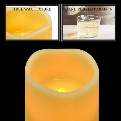 VETOUR Wax Shell Flameless Candles : Set of 1 H4”D3.15” Remote Control LED Electric Candle Ivory Real Wax Pillar Flickering Candles with Timer Home Halloween Christmas Gift Deco