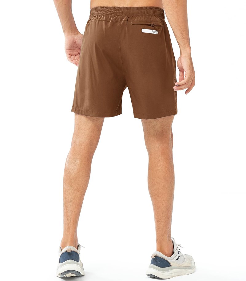 NORTHYARD Men's Athletic Running Shorts Gym Workout 7"/9"/5" Quick Dry Lightweight Sports Basketball Tennis 3 Zipper Pockets BROWN-5inch S