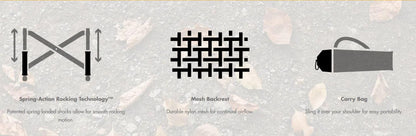 GCI OUTDOOR Roadtrip Rocker Camping Chair | Portable, Folding Rocking Chair with Solid, Durable Armrests, Drink Holder & Comfortable Extended Backrest — Hunter Green