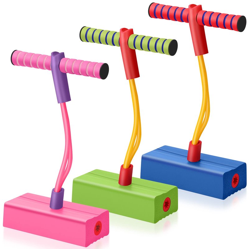 Jerify 3 Pcs Pogo Stick Foam Jumper Toy Foam Pogo Fun and Safe Jumping Stick for Kids Ages 3 and up Outdoor Indoor Toys Gift for Christmas, Makes Squeaky Sounds with Each Hop, Supports up to 250lbs