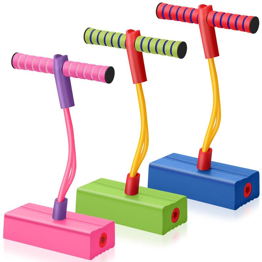 Jerify 3 Pcs Pogo Stick Foam Jumper Toy Foam Pogo Fun and Safe Jumping Stick for Kids Ages 3 and up Outdoor Indoor Toys Gift for Christmas, Makes Squeaky Sounds with Each Hop, Supports up to 250lbs
