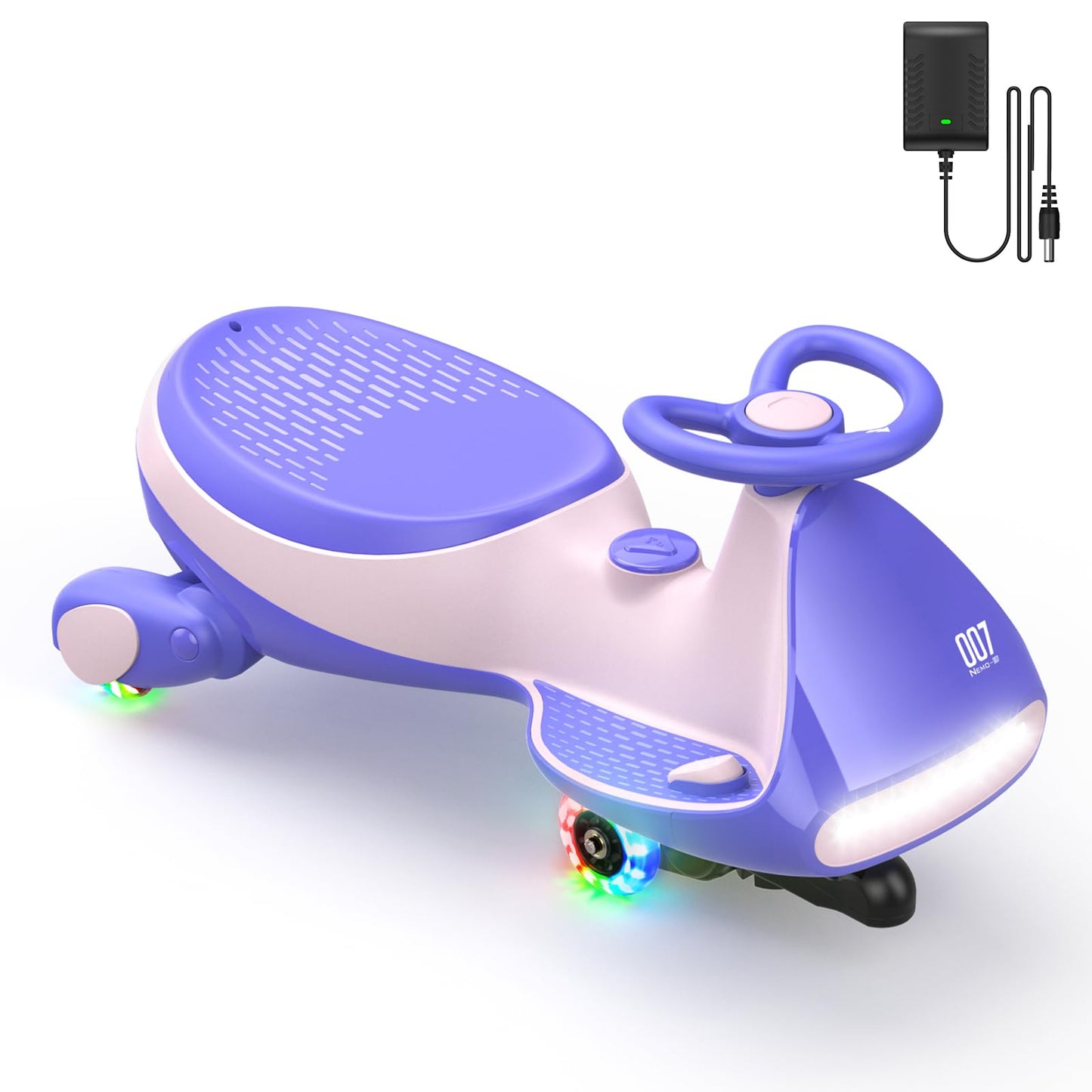 FanttikRide N7 Pro Electric Wiggle Car with Pedal, Rechargeable Battery, CyberWiggle, 2 in 1 Swing Car, 2 Speed, Anti-Rollover, Flashing Wheels, Bluetooth, for Ages 3 and Up, 150 Lbs, Pink