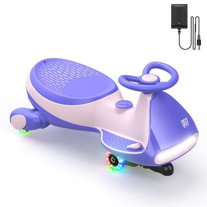 FanttikRide N7 Pro Electric Wiggle Car with Pedal, Rechargeable Battery, CyberWiggle, 2 in 1 Swing Car, 2 Speed, Anti-Rollover, Flashing Wheels, Bluetooth, for Ages 3 and Up, 150 Lbs, Pink