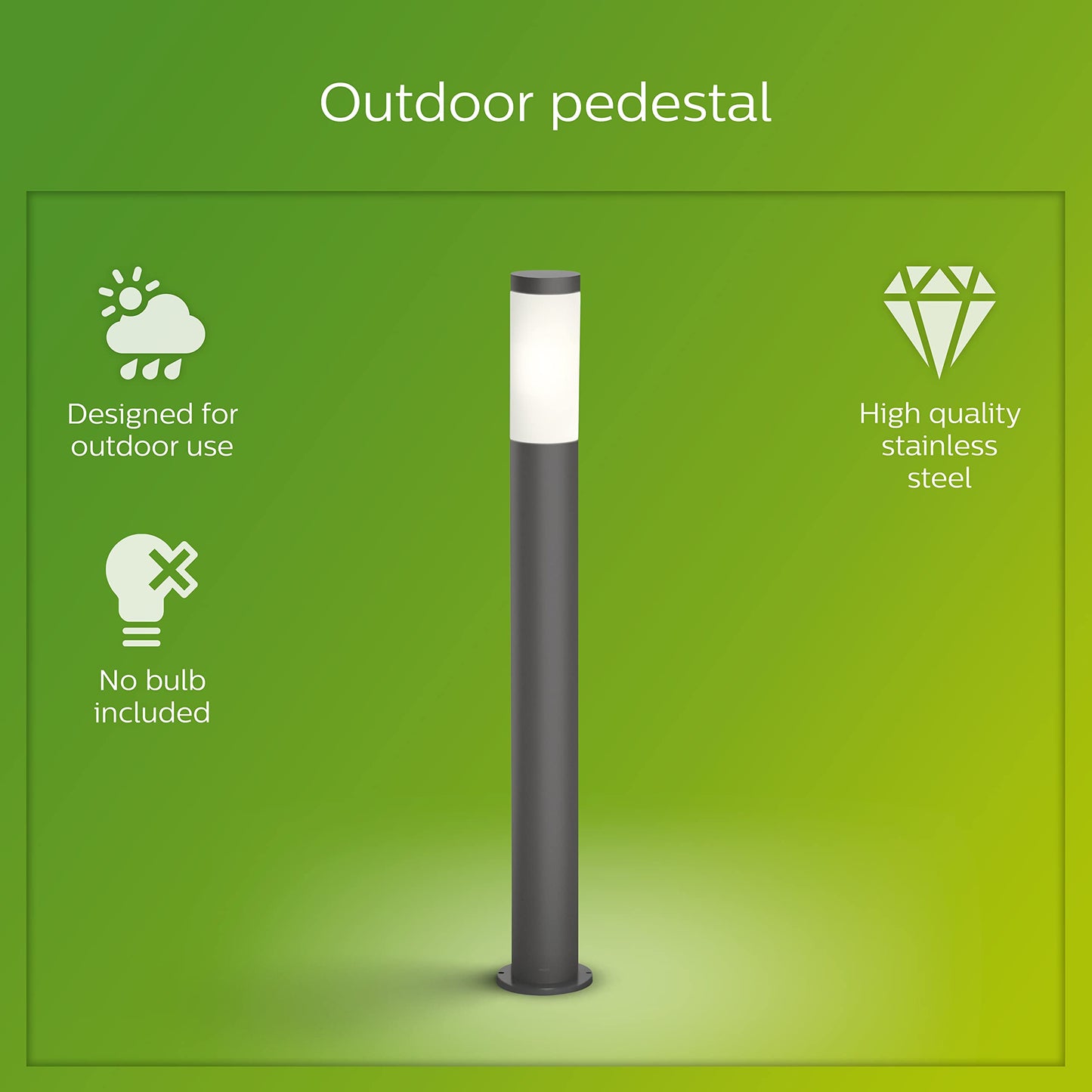 Philips LED Utrecht Outdoor Post Light 20W [Anthracite] Water Resistant IP44, for Garden, Patio and Terrace Lighting