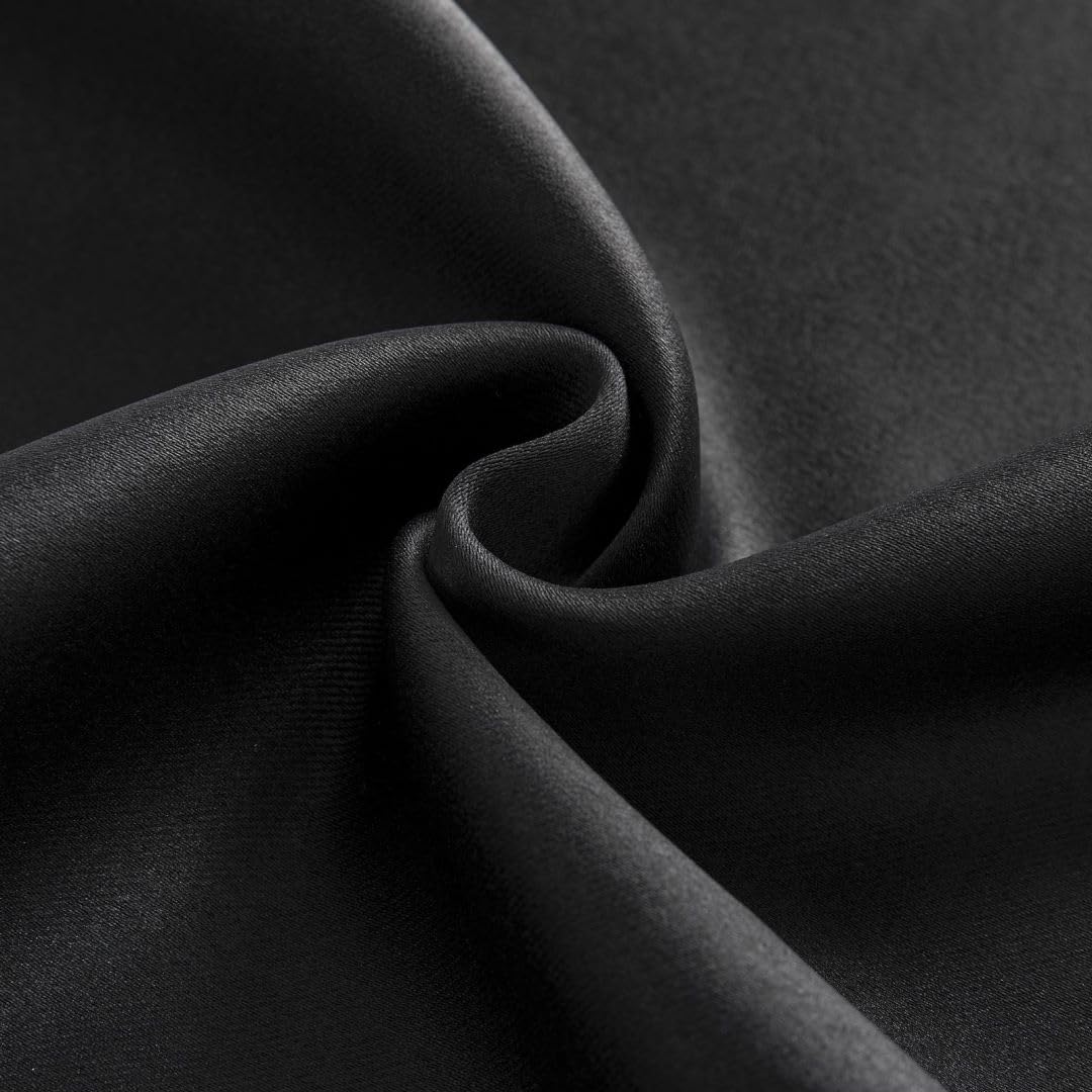 Joydeco Black Blackout Curtains 96 Inches Long, Thermal Insulated Curtains 2 Panels Set for Bedroom, Room Darkening Drapes for Living Room Window (W52 x L96 Inch, Black)