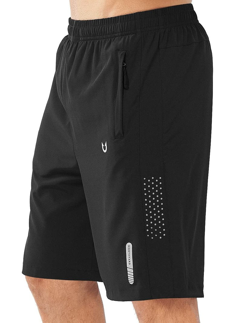 NORTHYARD Men's Athletic Running Shorts Gym Workout 7"/9"/5" Quick Dry Lightweight Sports Basketball Tennis 3 Zipper Pockets Black-9inch 2XL