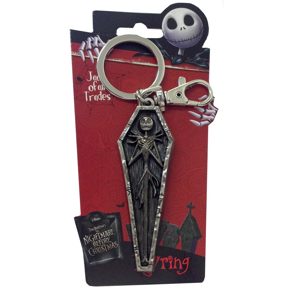 Nightmare Before Christmas Jack in Coffin Pewter Key Ring,Multi-colored,3"