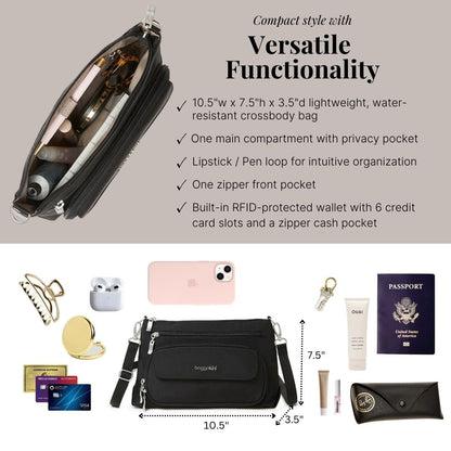 Baggallini Womens Original RFID Everyday Crossbody Bag