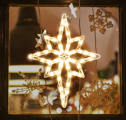 LAMPHOME 18" 50 Lighted Bethlehem Star Christmas Light Window Sculpture Decoration