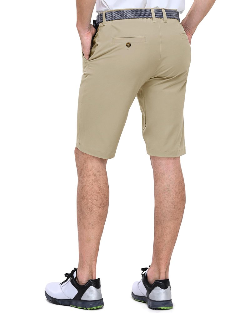 Outdoor Ventures Men's Golf Shorts 11" Inseam Classic-Fit Flat Front Stretch Casual Shorts with Pockets Summer Hiking Travel Khaki