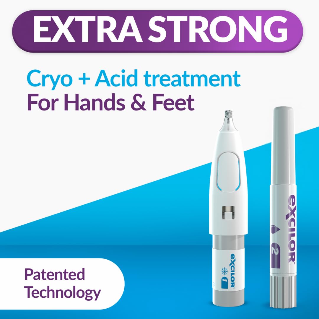 Excilor Warts Duo Power Treatment - Extra Strong Effective Wart Verruca Removal - 2 Devices in 1 Box - Cryo Freeze & Acid Treatment - Hands & Feet - Effective from Day 5 - Clinically Proven